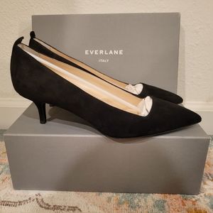 Everlane The Editor Heel Black Suede Kitten 9.5 Never Worn New With Box